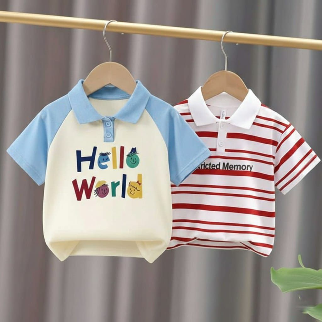 Stylish Cotton Kids Polo 2 Pcs Combo for Boys- SSKC-504