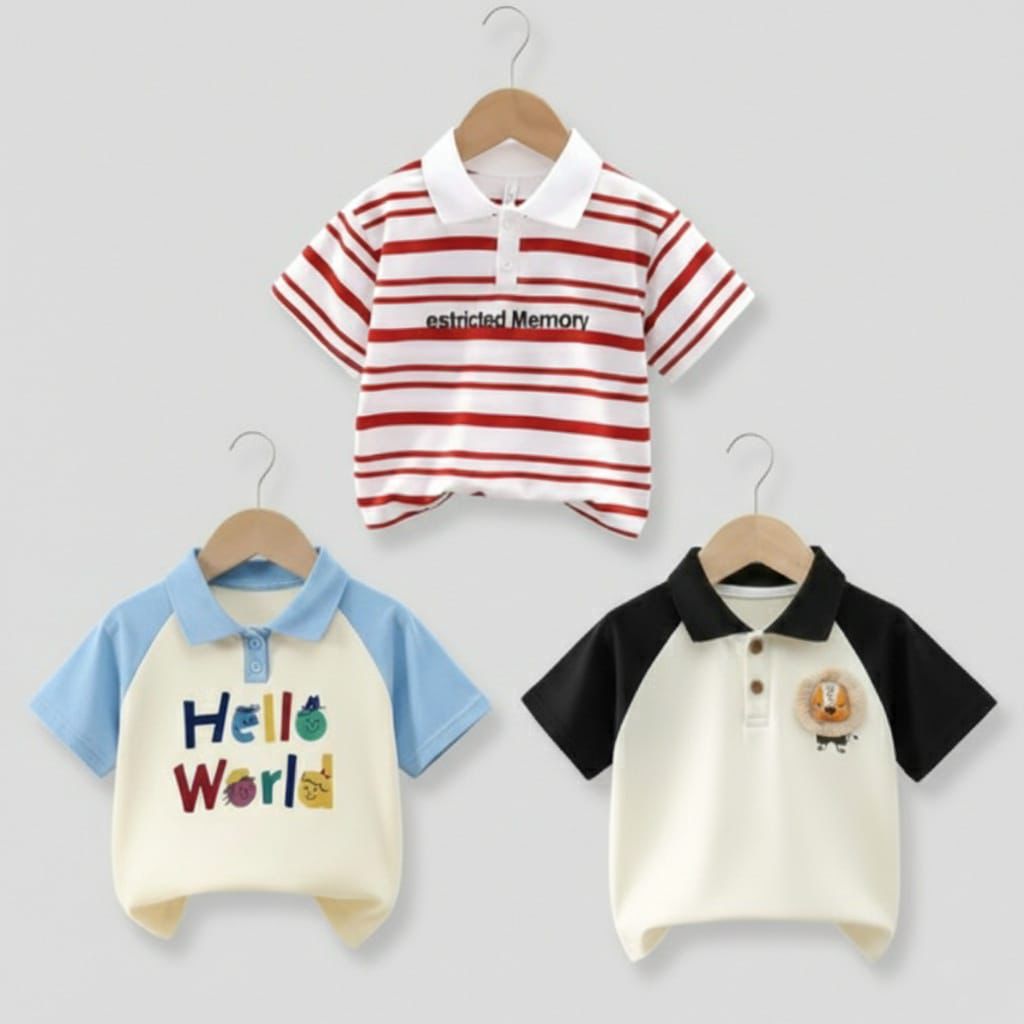Stylish Cotton Kids Polo 3 Pcs Combo for Boys- SSKC-602