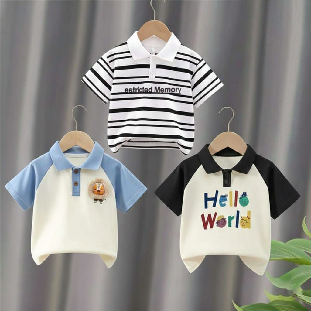 Stylish Cotton Kids Polo 3 Pcs Combo for Boys- SSKC-604
