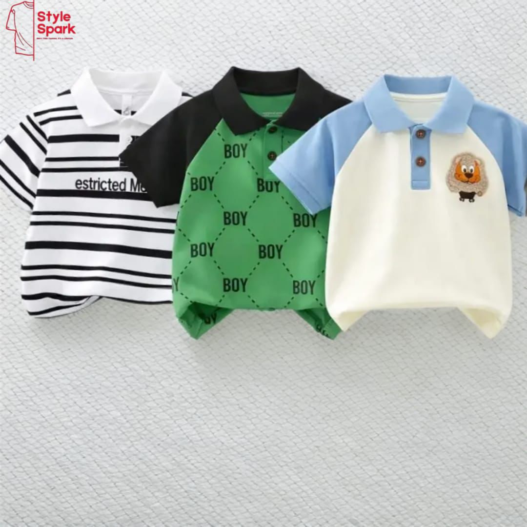 Stylish Cotton Kids Polo 3 Pcs Combo for Boys- SSKC-612