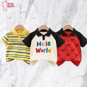 Stylish Cotton Kids Polo 3 Pcs Combo for Boys- SSKC-608